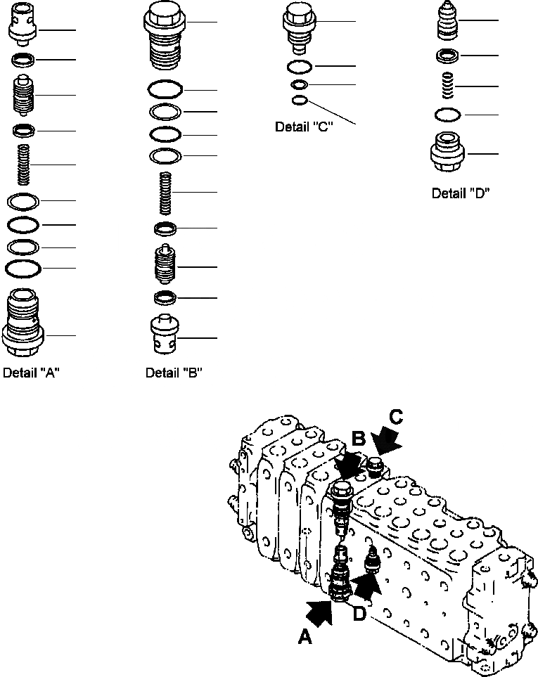 Схема запчастей Komatsu PW400MH-6 - FIG. H-A ОСНОВН. УПРАВЛЯЮЩ. КЛАПАН - ПОРШЕНЬ SUB ASSEMBLY ГИДРАВЛИКА