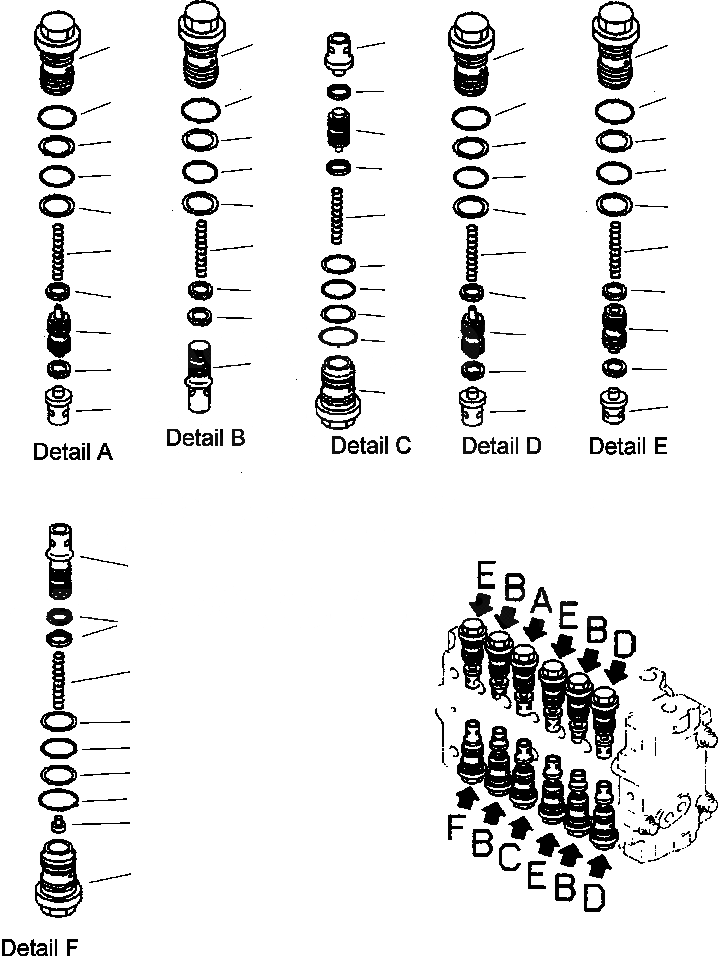 Схема запчастей Komatsu PW400MH-6 - FIG. H-A ОСНОВН. УПРАВЛЯЮЩ. КЛАПАН - PRESSURE COMPENSATION КЛАПАНS ГИДРАВЛИКА