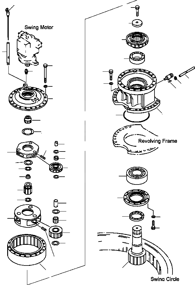 Схема запчастей Komatsu PW400MH-6 - FIG. N-A МЕХАНИЗМ ПОВОРОТА ПОВОРОТН. КРУГ И КОМПОНЕНТЫ