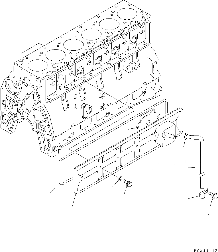 Схема запчастей Komatsu S6D102E-1-Z - КРЫШКА ТОЛКАТЕЛЕЙ КЛАПАНА ДВИГАТЕЛЬ