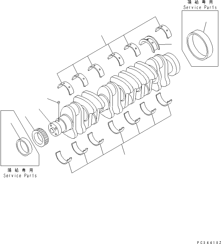 Схема запчастей Komatsu S6D102E-1-Z - КОЛЕНВАЛ ДВИГАТЕЛЬ