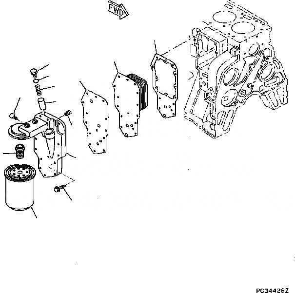 Схема запчастей Komatsu S6D102E1 - МАСЛ. ФИЛЬТР И МАСЛООХЛАДИТЕЛЬ ДВИГАТЕЛЬ
