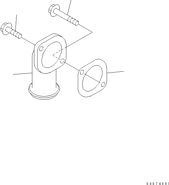 Схема запчастей Komatsu S6D102E-1 - ВОДН. ВЫПУСКН. СОЕДИН-Е ДВИГАТЕЛЬ