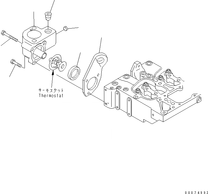 Схема запчастей Komatsu S6D102E-1 - ТЕРМОСТАТ ДВИГАТЕЛЬ