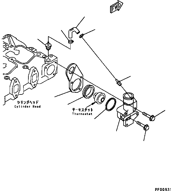 Схема запчастей Komatsu SA6D102E-2 - ТЕРМОСТАТ 