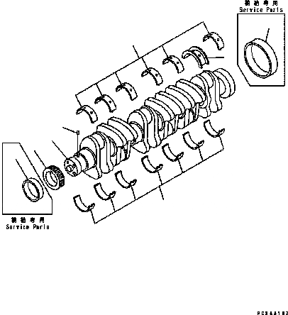 Схема запчастей Komatsu SA6D102E-2 - КОЛЕНВАЛ 