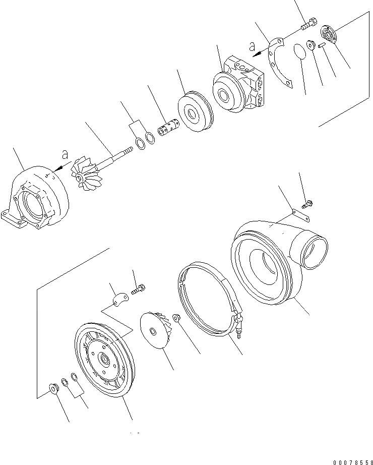 Схема запчастей Komatsu SA6D140-1N-G - ТУРБОНАГНЕТАТЕЛЬ (KTR-EB¤B) (ВНУТР. ЧАСТИ)(№-) ДВИГАТЕЛЬ
