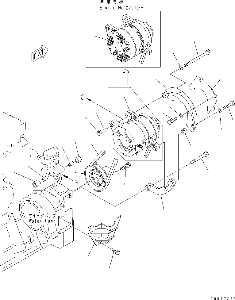 Схема запчастей Komatsu SA6D140-1N-G - КРЕПЛЕНИЕ ГЕНЕРАТОРА (A) (INJURY FROM SALT МЕСТН. СПЕЦ-Я.) (С COVER)(№987-) ДВИГАТЕЛЬ