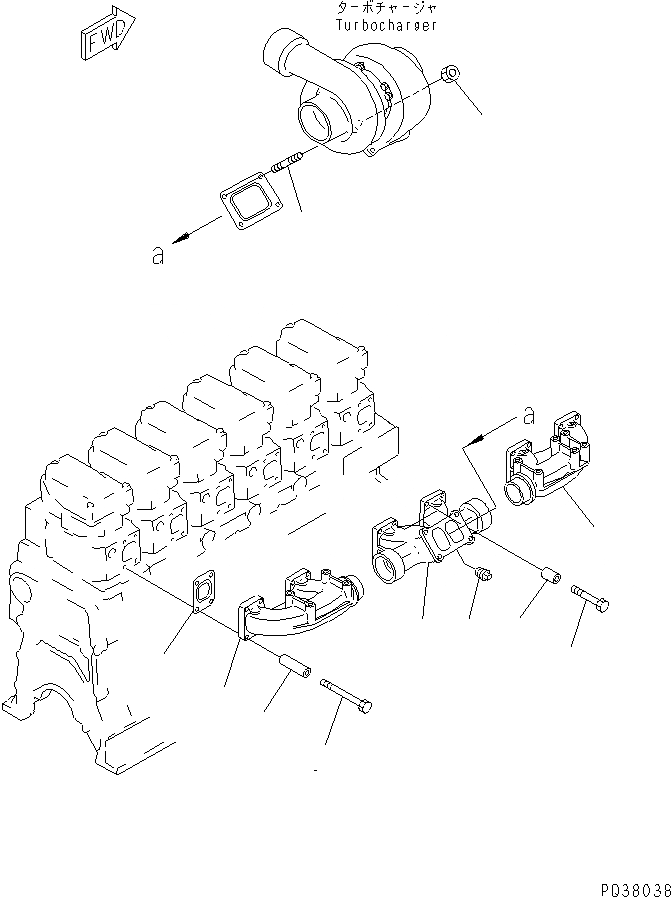 Схема запчастей Komatsu SA6D140-1P-G - ВЫПУСКНОЙ КОЛЛЕКТОР(№8-989) ДВИГАТЕЛЬ