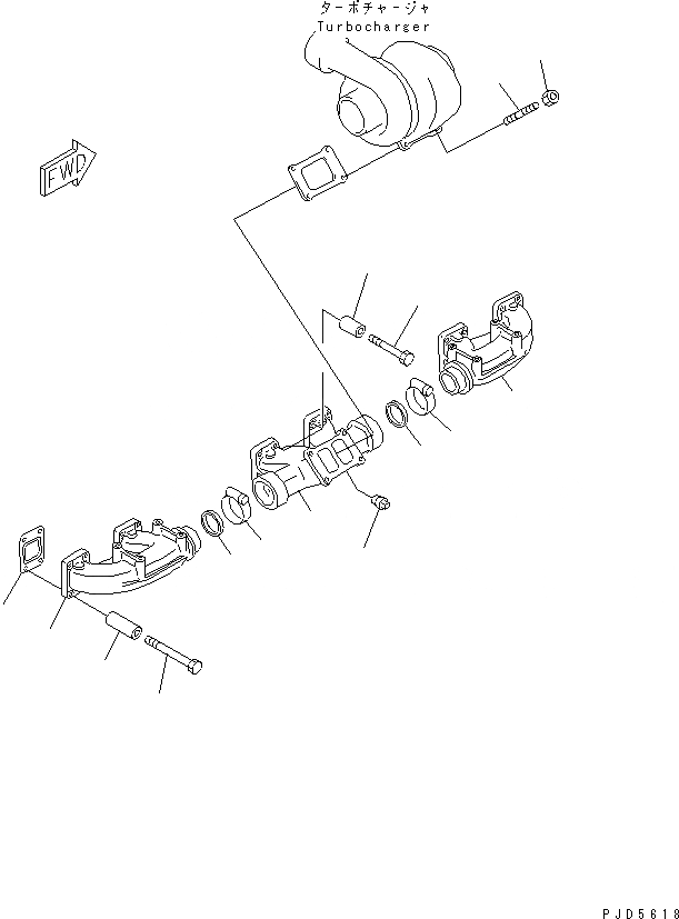 Схема запчастей Komatsu SA6D140A-GD-1W7 - ВЫПУСКНОЙ КОЛЛЕКТОР(№97-999) ДВИГАТЕЛЬ