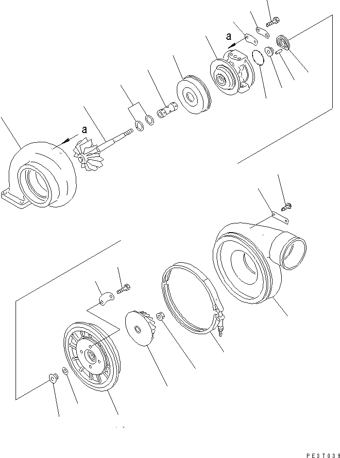 Схема запчастей Komatsu SA6D140A-GD-1W7 - ТУРБОНАГНЕТАТЕЛЬ (KTRA-C) (ВНУТР. ЧАСТИ)(№97-7) ДВИГАТЕЛЬ