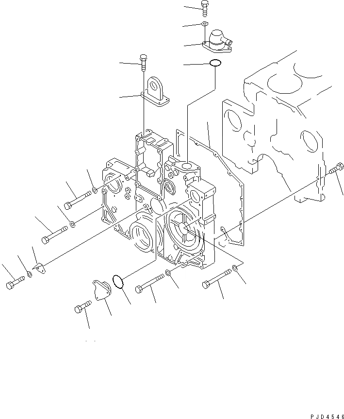 Схема запчастей Komatsu SA6D140A-GD-1W7 - ПЕРЕДН. КРЫШКАКРЕПЛЕНИЕ(№-) ДВИГАТЕЛЬ