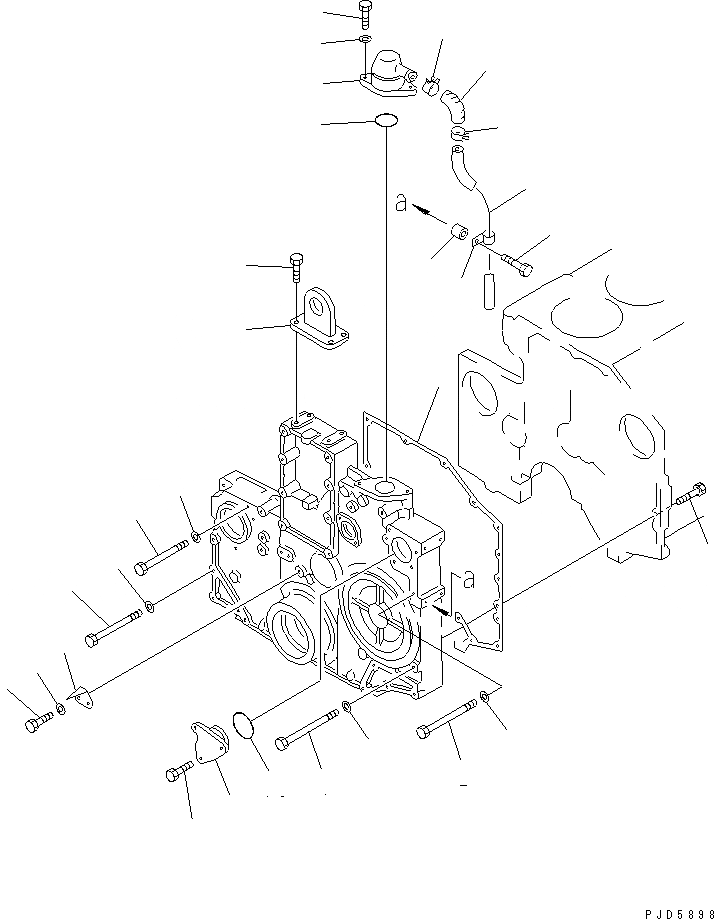 Схема запчастей Komatsu SA6D140A-GD-1W7 - ПЕРЕДН. КРЫШКАКРЕПЛЕНИЕ(№-) ДВИГАТЕЛЬ