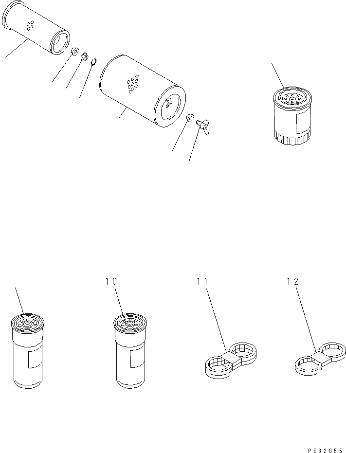 Схема запчастей Komatsu SA6D140A-GD-1W7 - ЗАП. ЧАСТИ (ДЛЯ ВОЗДУХООЧИСТИТЕЛЯ ДВОЙНОЙ ЭЛЕМЕНТ) (С V-РЕМЕНЬ) ДВИГАТЕЛЬ