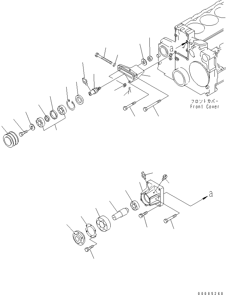 Схема запчастей Komatsu SA6D140E-3 - ПРИВОД ВЕНТИЛЯТОРА ДВИГАТЕЛЬ
