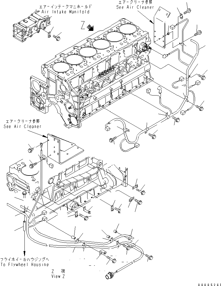 Схема запчастей Komatsu SA6D140E-3 - ЭЛЕКТРОПРОВОДКА (/) ДАТЧИК ДВИГАТЕЛЬ