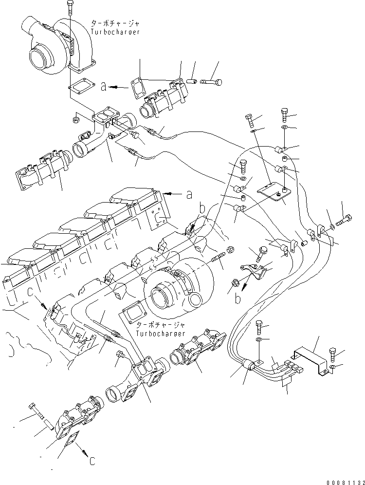Схема запчастей Komatsu SAA12V140E-3B - ВЫПУСКНОЙ КОЛЛЕКТОР (С ДАТЧИК ТЕМПЕР. ВЫХЛ. ГАЗОВ) (PRE-LUB СПЕЦ-Я.)(№88-) ДВИГАТЕЛЬ