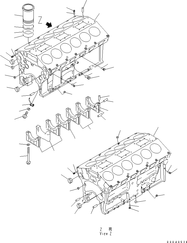 Схема запчастей Komatsu SAA12V140E-3B - БЛОК ЦИЛИНДРОВ ДВИГАТЕЛЬ