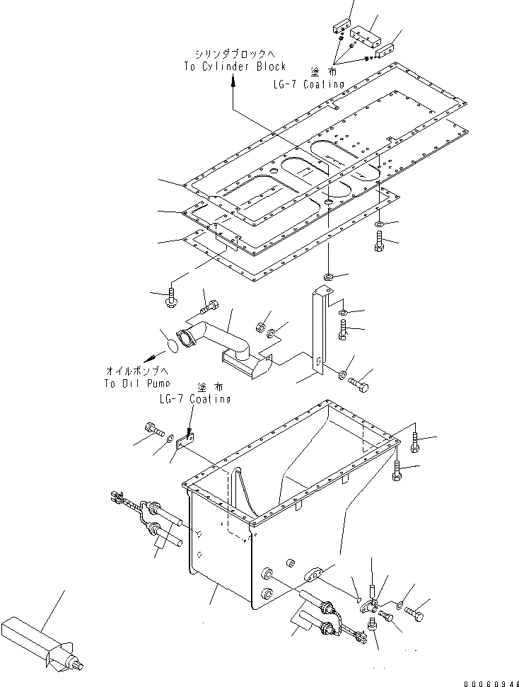 Схема запчастей Komatsu SAA12V140E-3B - МАСЛЯНЫЙ ПОДДОН И ВСАСЫВАЮЩИЙ ПАТРУБОК (МОРОЗОУСТОЙЧИВ. СПЕЦИФИКАЦИЯ.)+(PM CLINIC СПЕЦ-Я.)(№-) ДВИГАТЕЛЬ