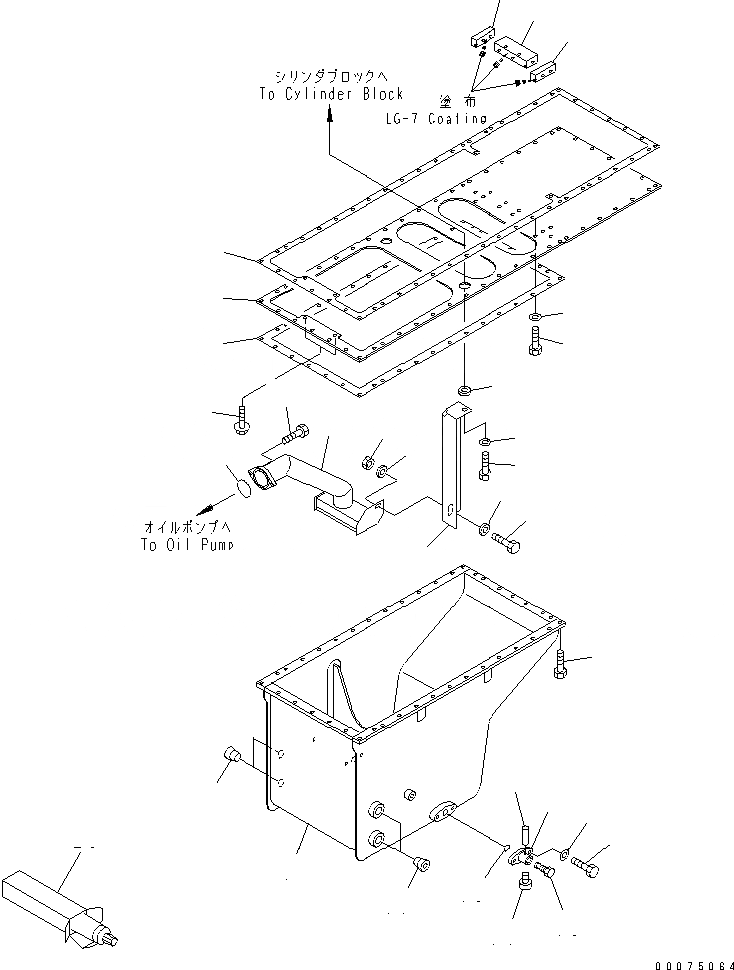 Схема запчастей Komatsu SAA12V140E-3B - МАСЛЯНЫЙ ПОДДОН И ВСАСЫВАЮЩИЙ ПАТРУБОК (PRE-LUB СПЕЦ-Я.)(№8-) ДВИГАТЕЛЬ