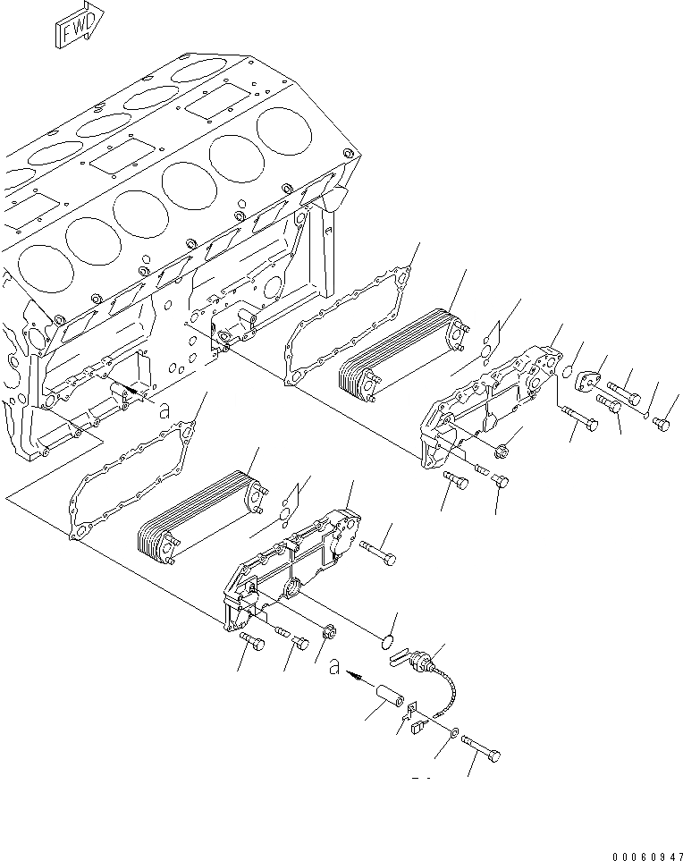 Схема запчастей Komatsu SAA12V140E-3B - МАСЛООХЛАДИТЕЛЬ (МОРОЗОУСТОЙЧИВ. СПЕЦИФИКАЦИЯ.)+(PM CLINIC СПЕЦ-Я.)(№-) ДВИГАТЕЛЬ