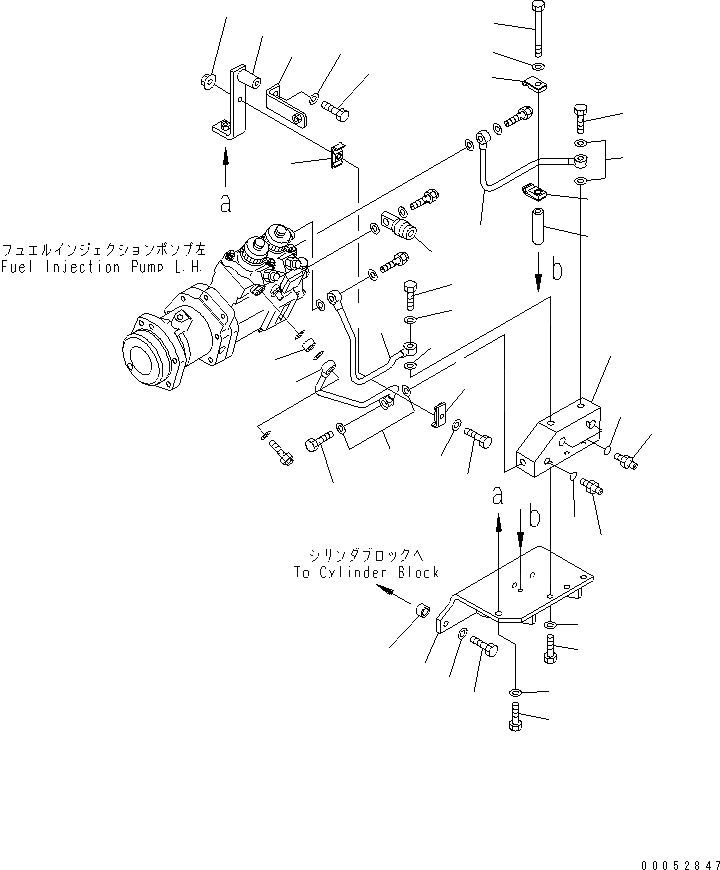 Схема запчастей Komatsu SAA12V140E-3B - ТОПЛИВОПРОВОД. (ЛЕВ. ГРУПП.)(№-) ДВИГАТЕЛЬ