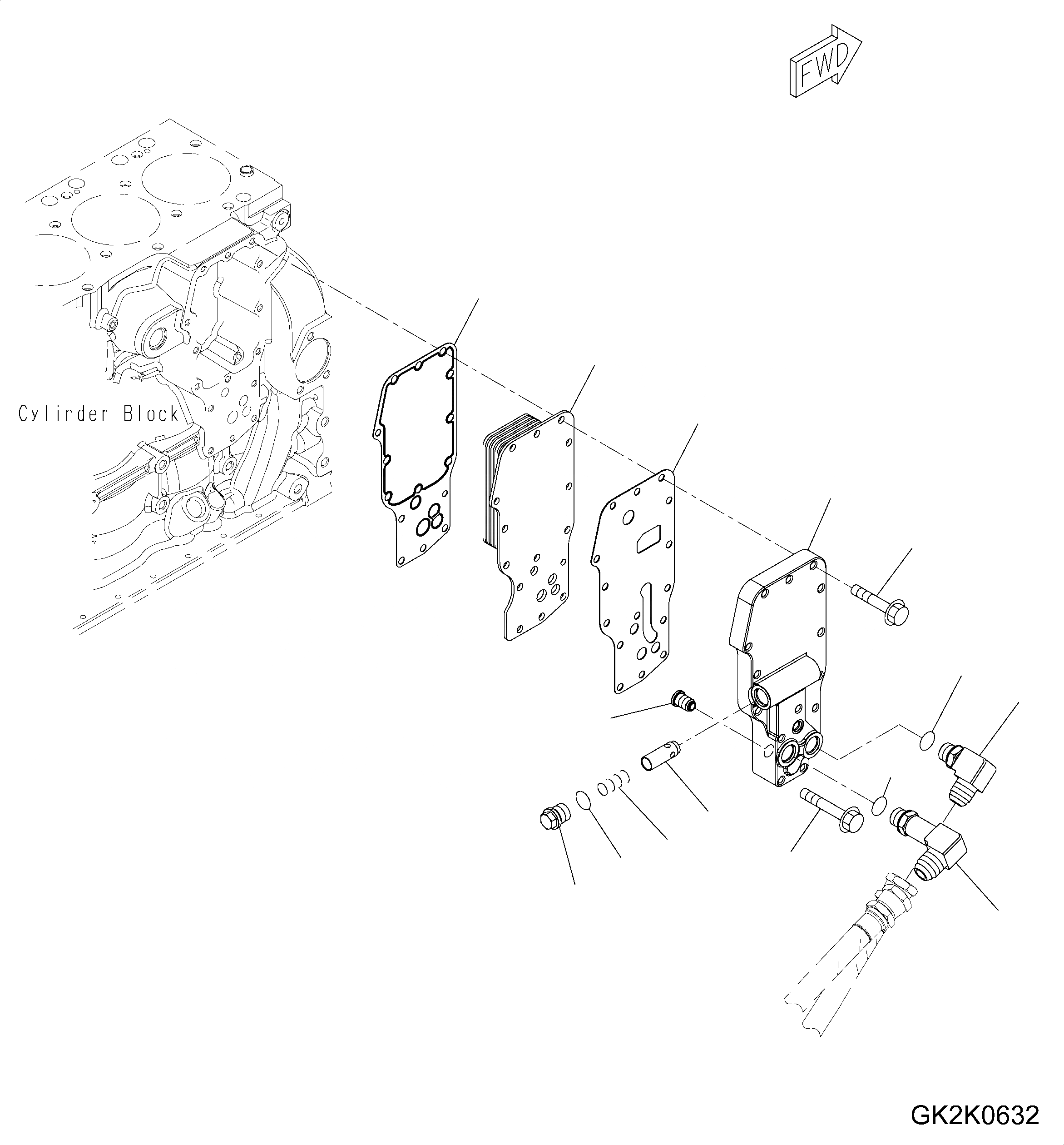 Схема запчастей Komatsu SAA4D107E-1A - МАСЛООХЛАДИТЕЛЬ AA ДВИГАТЕЛЬ