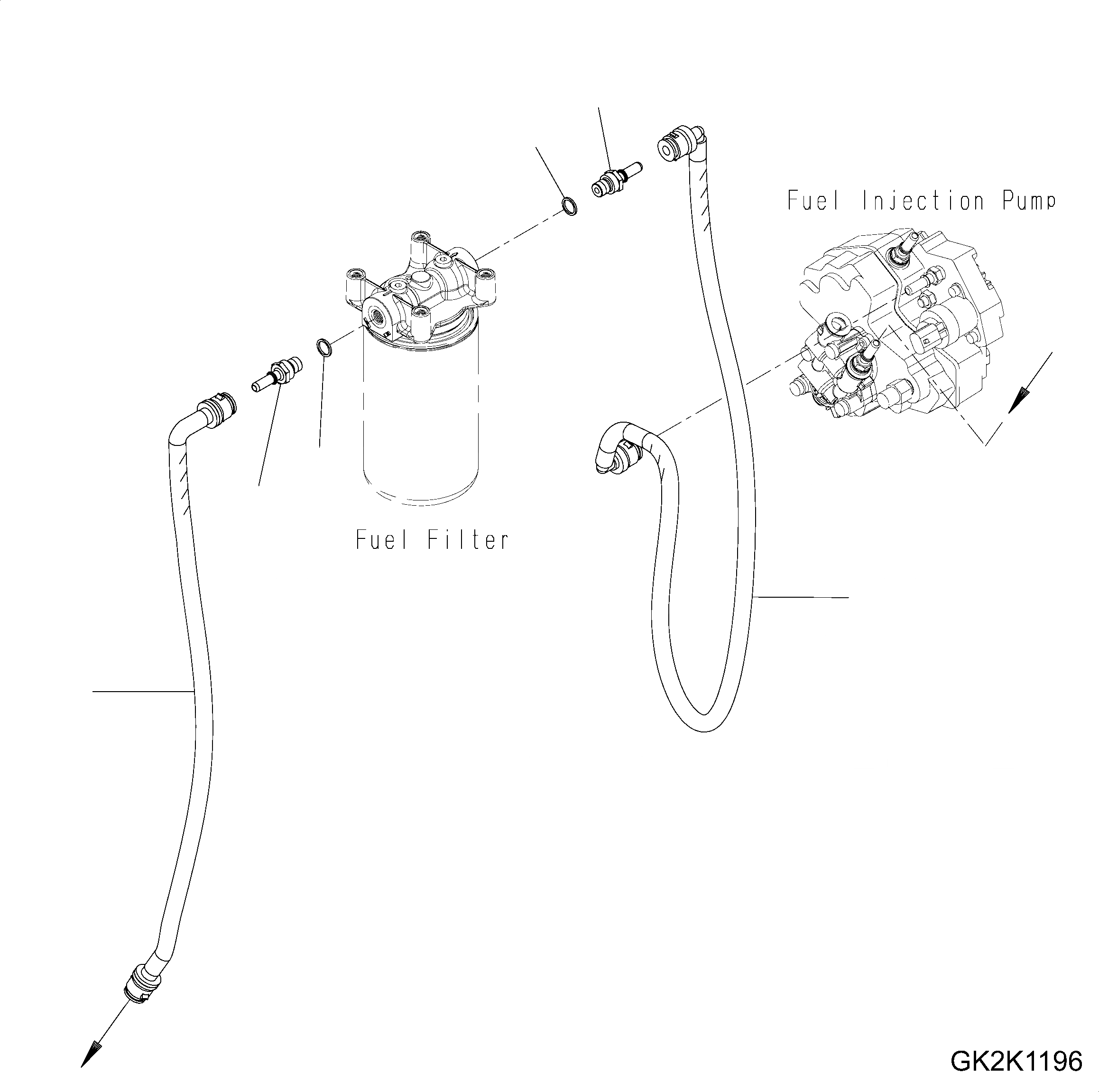 Схема запчастей Komatsu SAA4D107E-1A - ТРУБЫ ТОПЛ. ФИЛЬТРА AA ДВИГАТЕЛЬ