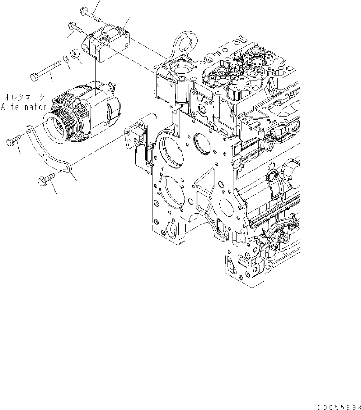 Схема запчастей Komatsu SAA4D107E-1A - КРЕПЛЕНИЕ ГЕНЕРАТОРА AA ДВИГАТЕЛЬ