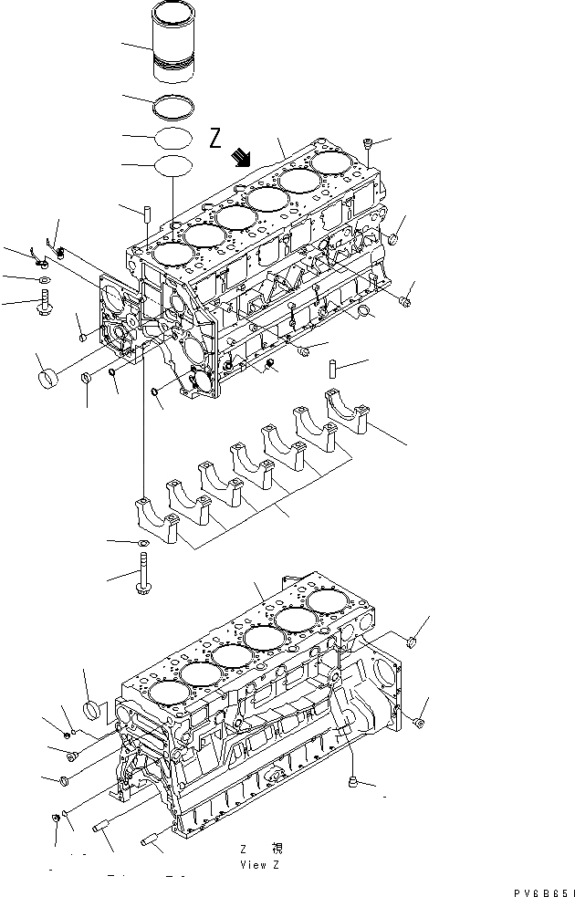 Схема запчастей Komatsu SAA6D140E-3J - БЛОК ЦИЛИНДРОВ ДВИГАТЕЛЬ