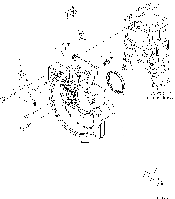 Схема запчастей Komatsu SAA6D125E-5D - КАРТЕР МАХОВИКА(№7-) ДВИГАТЕЛЬ