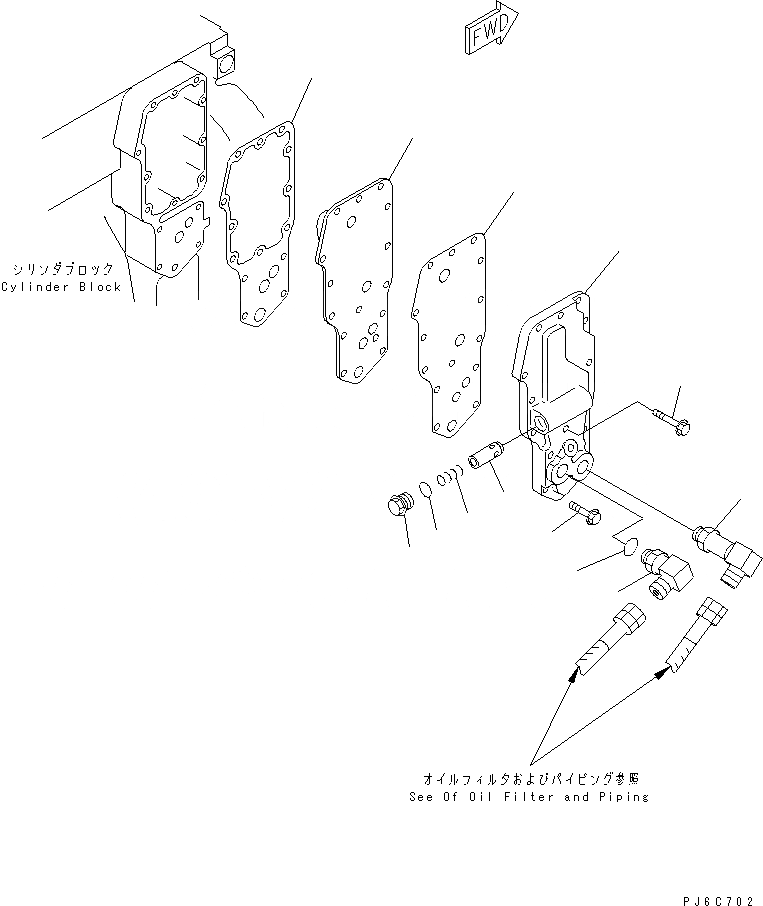 Схема запчастей Komatsu SAA6D102E-2CC-8 - МАСЛООХЛАДИТЕЛЬ COVER(№89-) ДВИГАТЕЛЬ