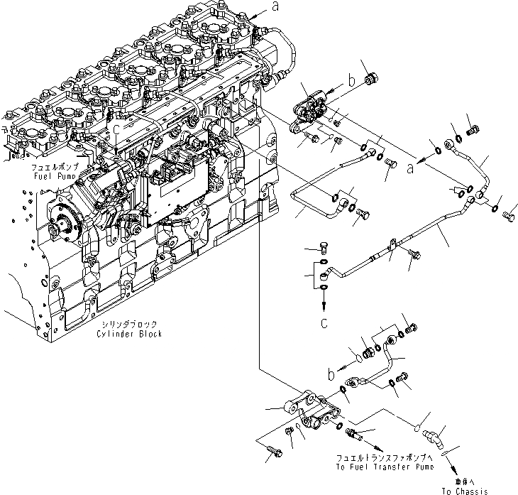 Схема запчастей Komatsu SAA6D114E-3 - ТОПЛИВОПРОВОД. ДВИГАТЕЛЬ