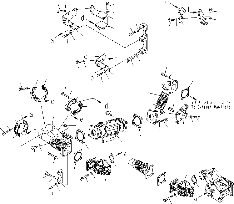 Схема запчастей Komatsu SAA6D140E-5 - ВЫПУСКН. GAS RECIRCULATION КЛАПАН (/) (ОХЛАДИТЕЛЬ И КЛАПАН КРЕПЛЕНИЕ) (С BYPASS КЛАПАН)(№98-) ДВИГАТЕЛЬ