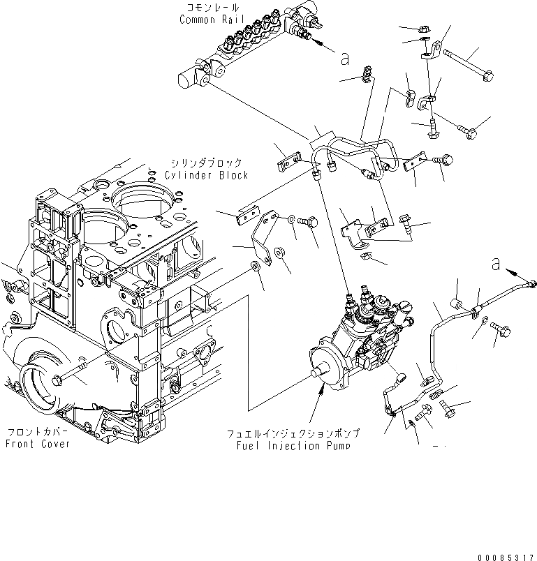 Схема запчастей Komatsu SAA6D140E-5 - ТОПЛИВН. НАСОС ПОДАЮЩ. И ВОЗВРАТ. ТРУБЫ(№-) ДВИГАТЕЛЬ