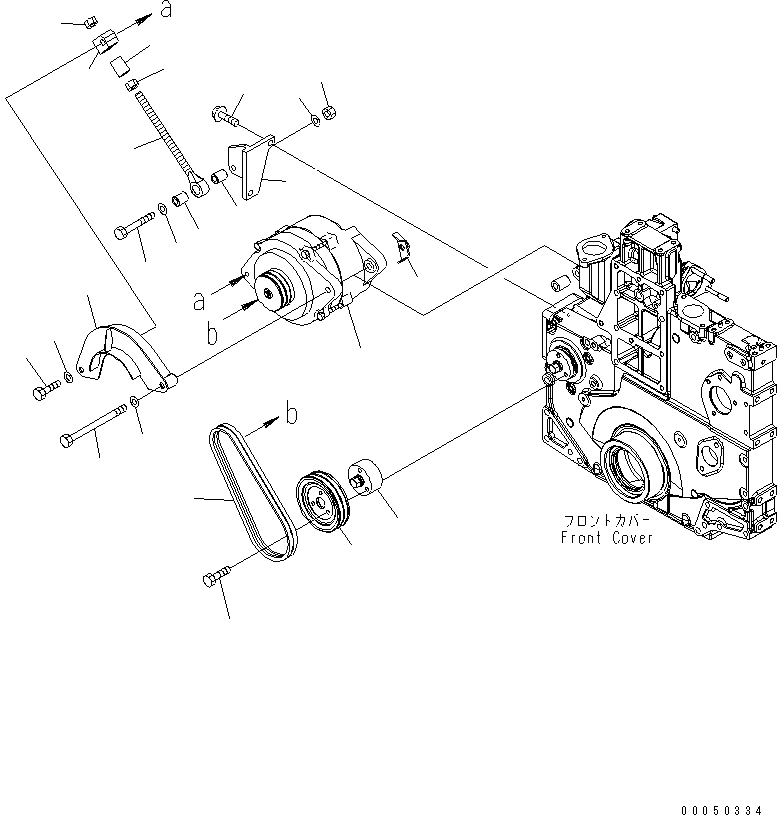Схема запчастей Komatsu SAA6D140E-5 - КРЕПЛЕНИЕ ГЕНЕРАТОРА (ДЛЯ ГЕНЕРАТОРА 90А) (С ЗАКАЛЕННЫМ ШКИВОМ) ДВИГАТЕЛЬ