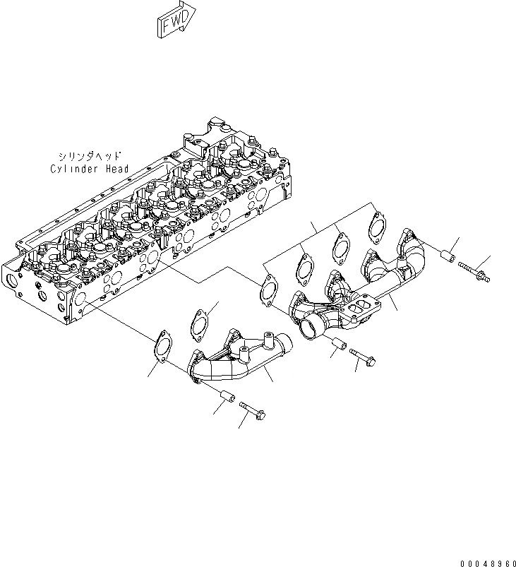 Схема запчастей Komatsu SAA6D114E-3D - ВЫПУСКНОЙ КОЛЛЕКТОР ДВИГАТЕЛЬ