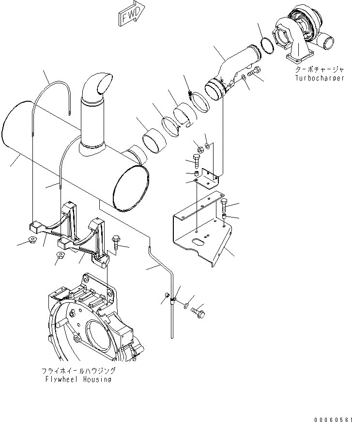 Схема запчастей Komatsu SAA6D125E-5F - ГЛУШИТЕЛЬ(№8-) ДВИГАТЕЛЬ