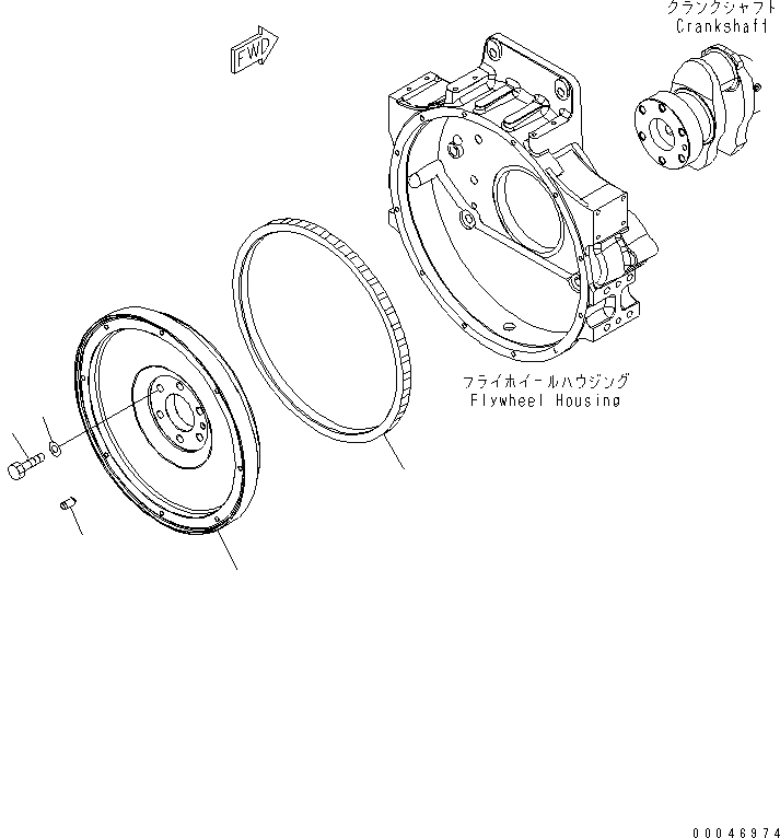 Схема запчастей Komatsu SAA6D125E-5F - МАХОВИК(№-) ДВИГАТЕЛЬ