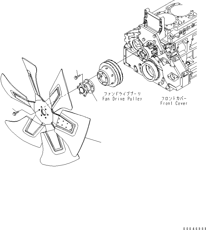 Схема запчастей Komatsu SAA6D125E-5F - ВЕНТИЛЯТОР ОХЛАЖДЕНИЯ (ВСАСЫВ. ТИП)(№-) ДВИГАТЕЛЬ