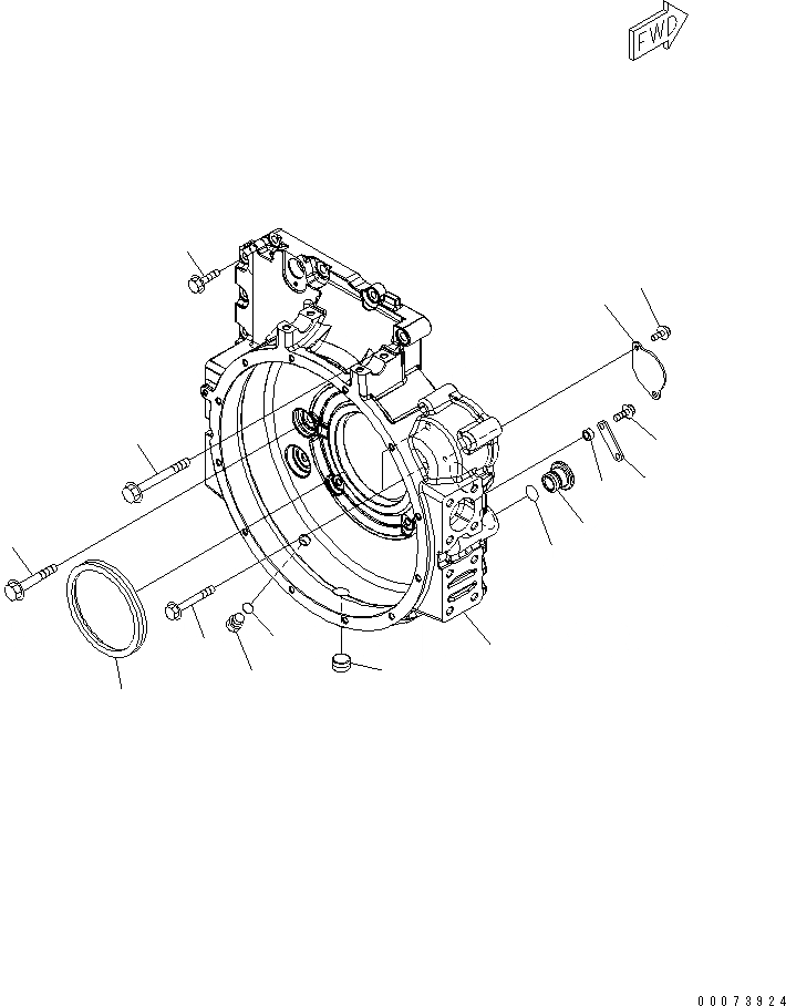 Схема запчастей Komatsu SAA6D107E-1JA - КАРТЕР МАХОВИКА ДВИГАТЕЛЬ