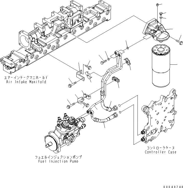 Схема запчастей Komatsu SAA6D125E-5B - ТОПЛИВН. ФИЛЬТР. И ТРУБЫ ДВИГАТЕЛЬ