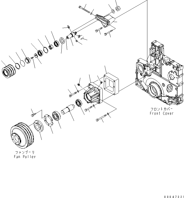 Схема запчастей Komatsu SAA6D140E-5E - ПРИВОД ВЕНТИЛЯТОРА И НАТЯЖНОЙ РОЛИК(№8-) ДВИГАТЕЛЬ