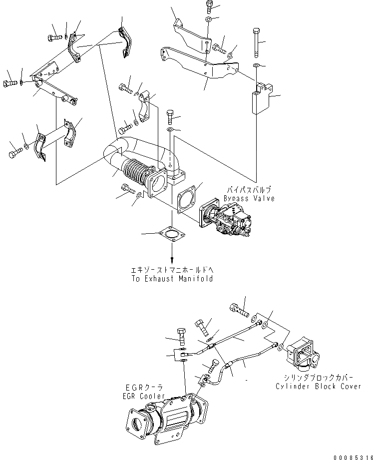 Схема запчастей Komatsu SAA6D140E-5C - ВЫПУСКН. GAS RECIRCULATION КЛАПАН (/7) (ВОЗДУШН. ВЕНТИЛЯЦИЯ И BYPASS КЛАПАН ТРУБЫ)(№99-) ДВИГАТЕЛЬ