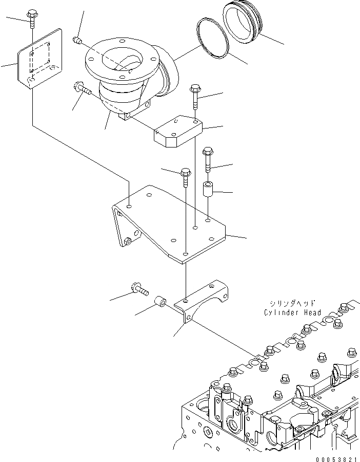 Схема запчастей Komatsu SAA6D114E-3C - ВЫПУСКН. ГЛУШИТЕЛЬ СОЕДИН-Е ДВИГАТЕЛЬ