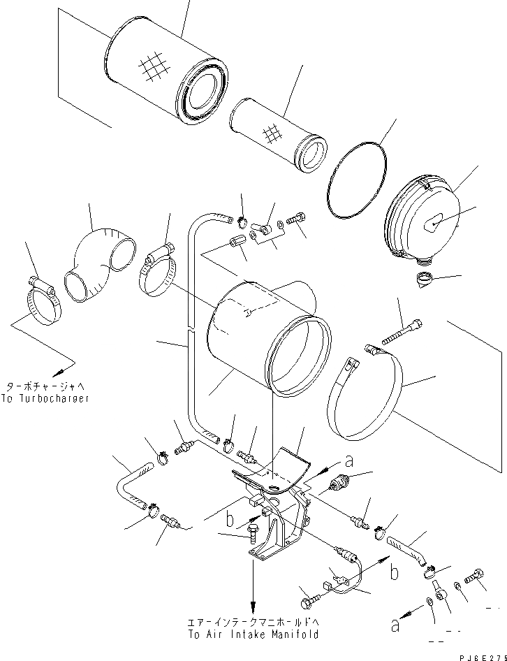Схема запчастей Komatsu SAA6D125E-3A - ВОЗДУХООЧИСТИТЕЛЬ ДВИГАТЕЛЬ