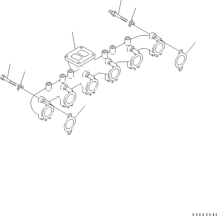 Схема запчастей Komatsu SAA6D114E-2B - ВЫПУСКНОЙ КОЛЛЕКТОР ДВИГАТЕЛЬ