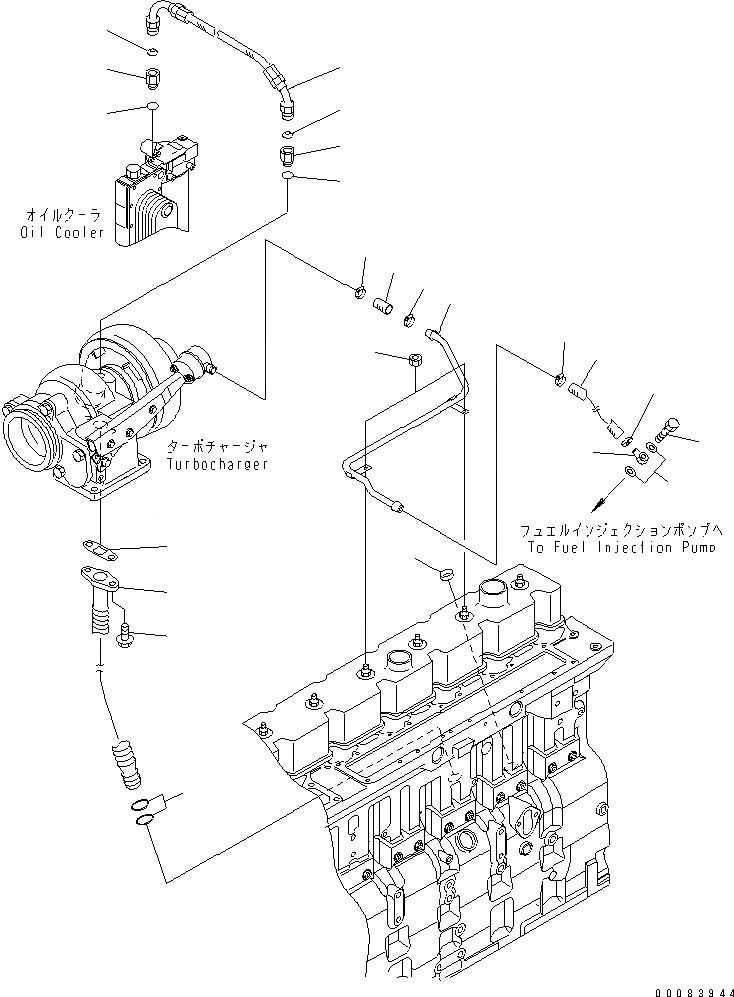 Схема запчастей Komatsu SAA6D114E-2BA - МАСЛОПРОВОДЯЩИЕ ТРУБКИ ТУРБОНАГНЕТАТЕЛЯ ДВИГАТЕЛЬ