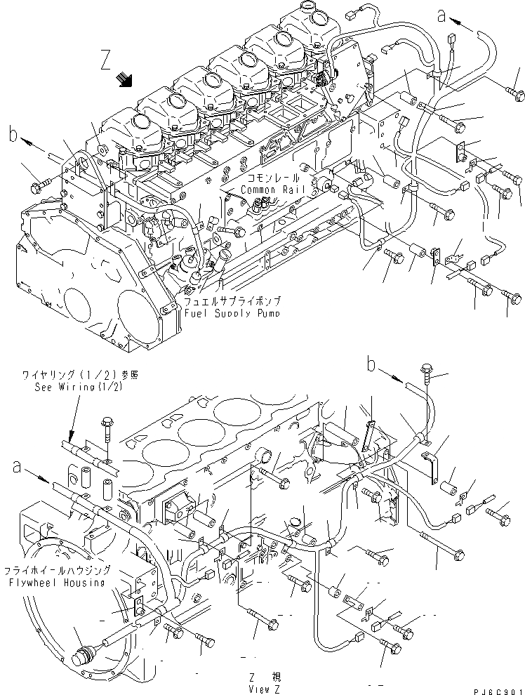Схема запчастей Komatsu SAA6D125E-3B - ЭЛЕКТРОПРОВОДКА (/) ДАТЧИК И ПЕРЕКЛЮЧАТЕЛЬ ДВИГАТЕЛЬ