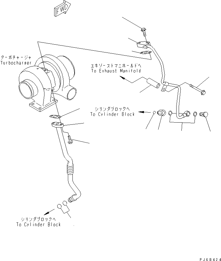 Схема запчастей Komatsu SAA6D102E-2E - ТУРБОНАГНЕТАТЕЛЬ ТРУБЫ ДВИГАТЕЛЬ